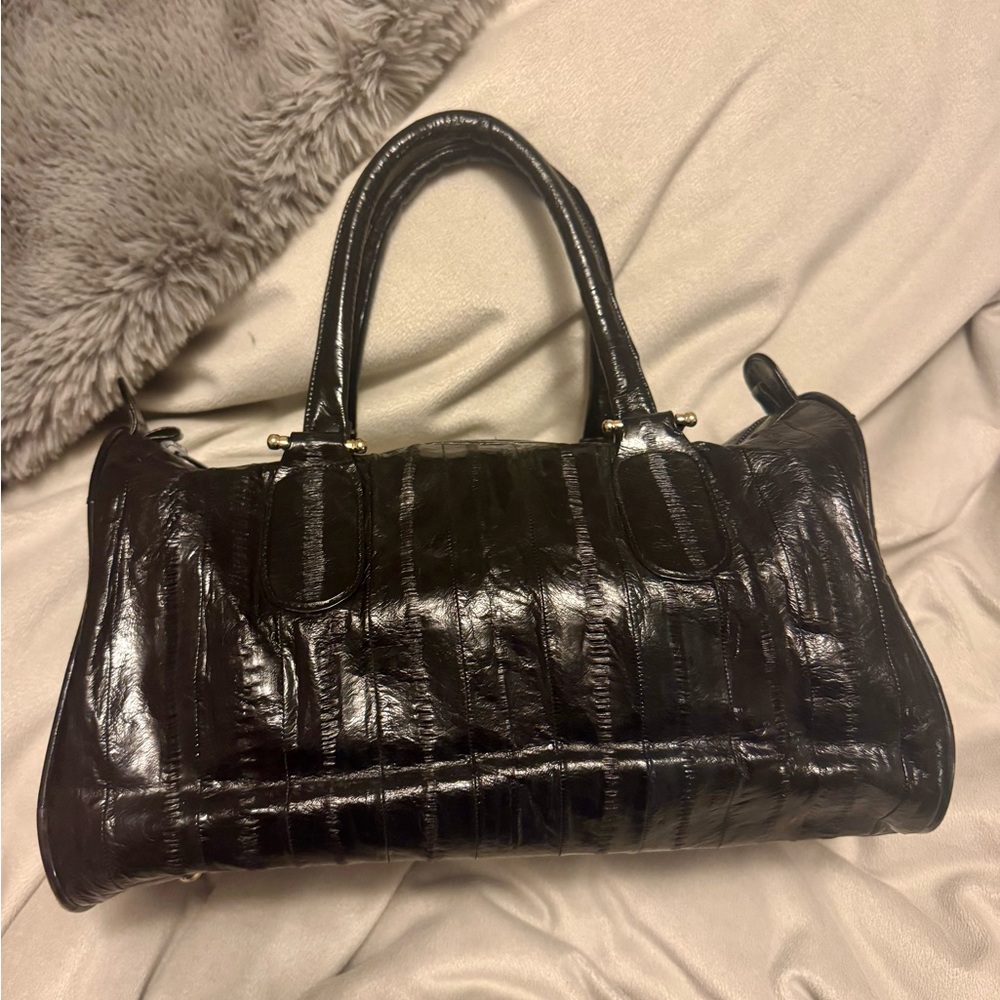 Genuine Eel skin satchel purse black